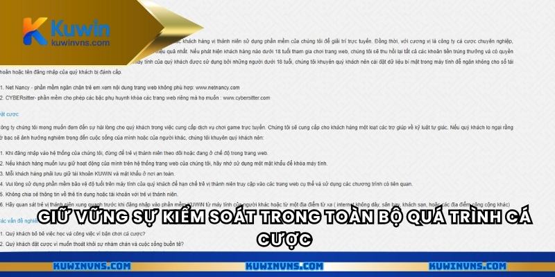 Giữ vững sự kiểm soát trong toàn bộ quá trình cá cược
